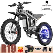 R19 COSWHEEL Electric Motorcycle for Adults,6000W Peak Power Dirt Bike with 72V 40Ah Battery,50MPH Max Speed & 120 Miles Long Range, Dual Hydraulic Disc Brakes, Full Suspension,19″ Off-Road Tire