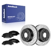 AutoShack Front Brake Rotors & Ceramic Pads for Chevrolet, Silverado 1500 2005-2018, 4WD RWD V6 4.3L V8 4.8L 5.3L 6.0L 6.2L – E-Coated Drilled & Slotted – ShadowGuard – 12.99″ (329.9 mm), 6-Lug