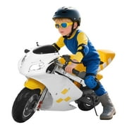 Pocket Rocket Motorcycle – 49cc 2-Stroke Gas with Front & Rear Disc Brakes, Dual Headlights & Anti-Slip Grip for Teens 12+, 170lbs Max